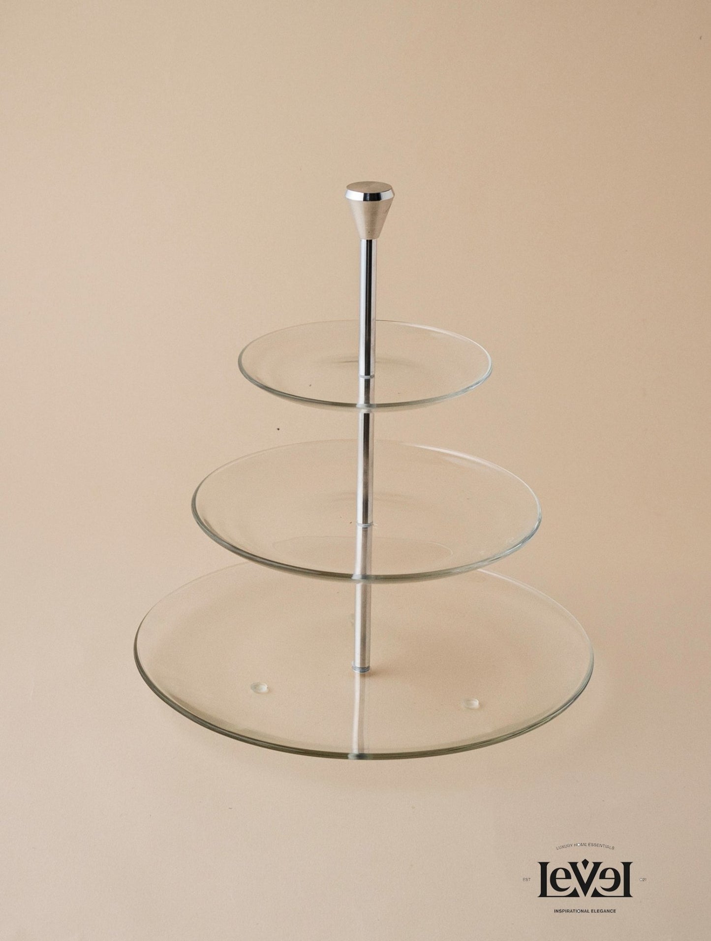 3 layer glass stand with silver handle - LEVELLV - 222