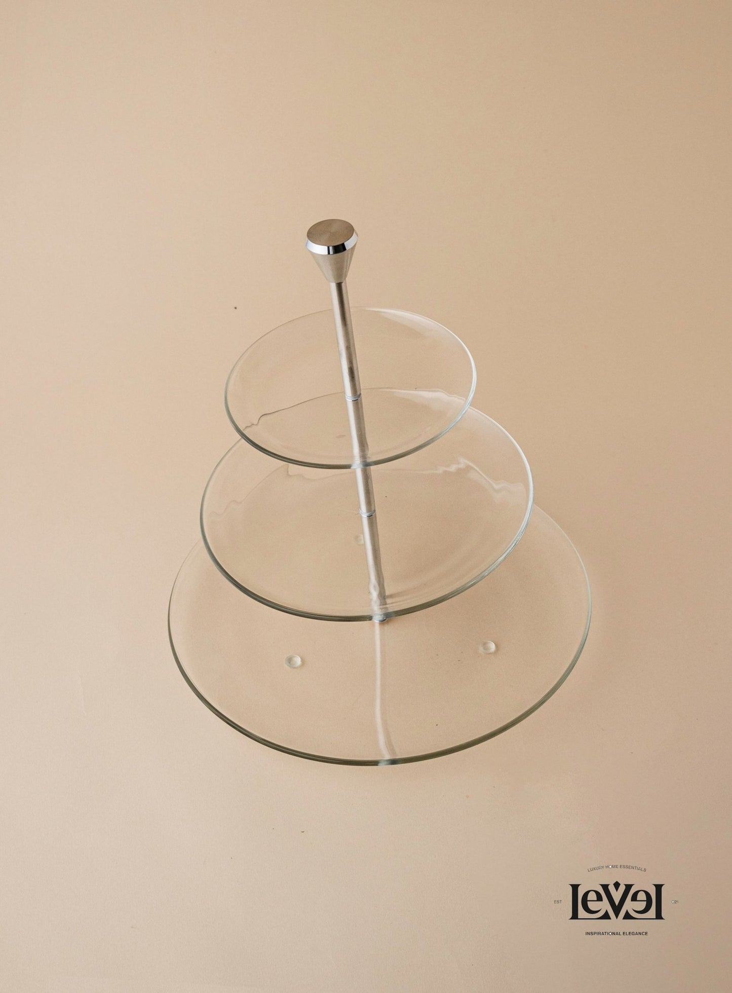 3 layer glass stand with silver handle - LEVELLV - 222