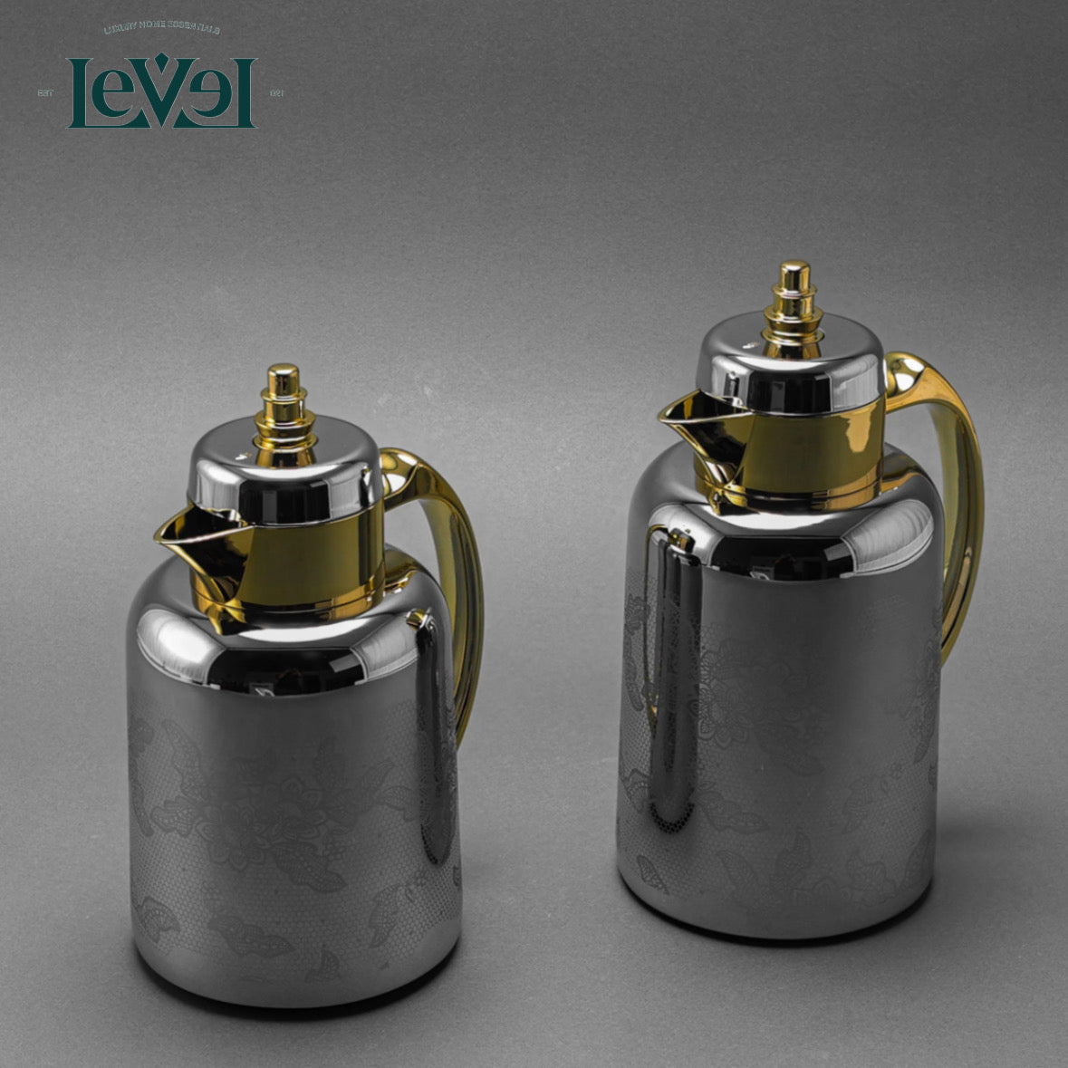 Sleek Silver & Gold Flask Set - LEVELLV - 239