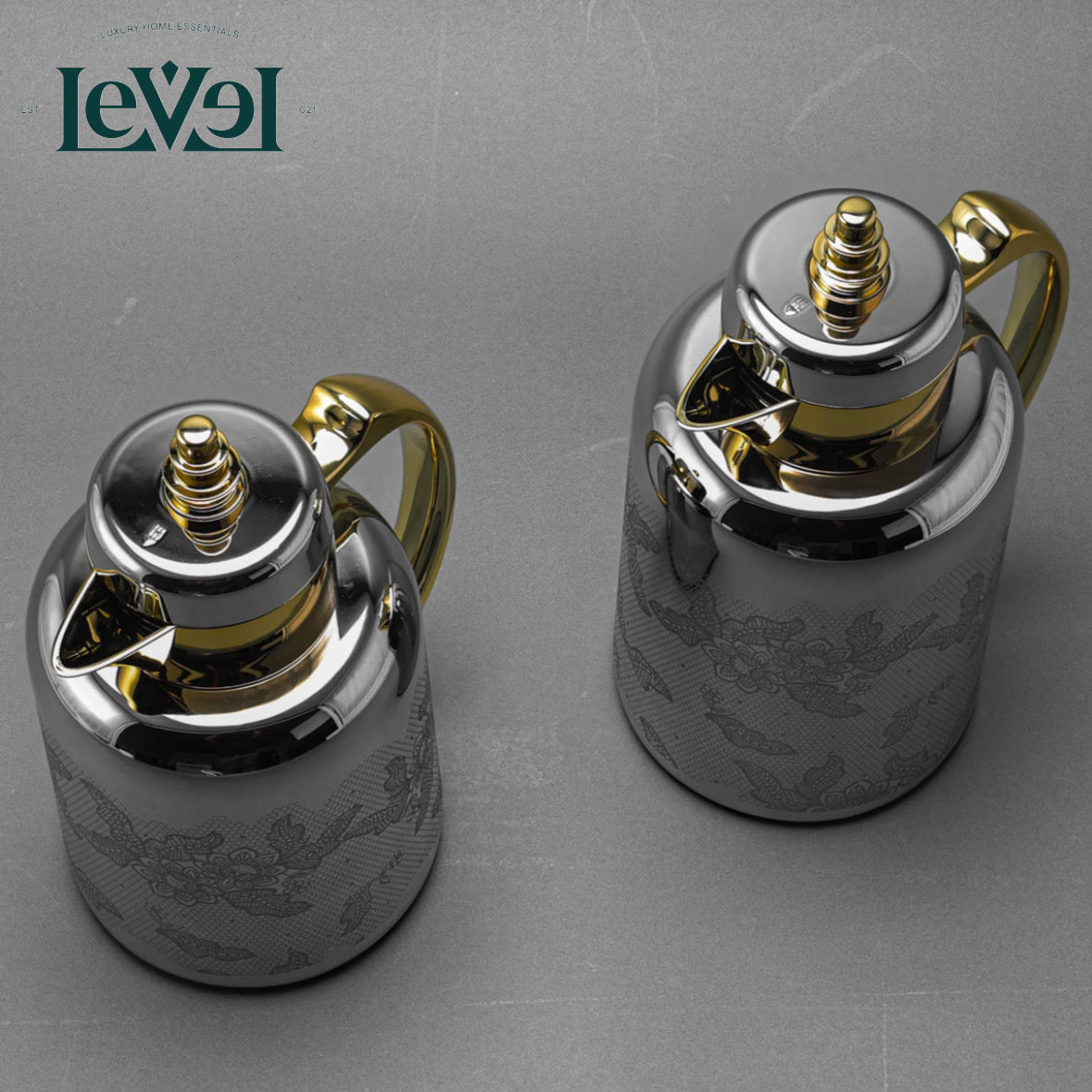 Sleek Silver & Gold Flask Set - LEVELLV - 239