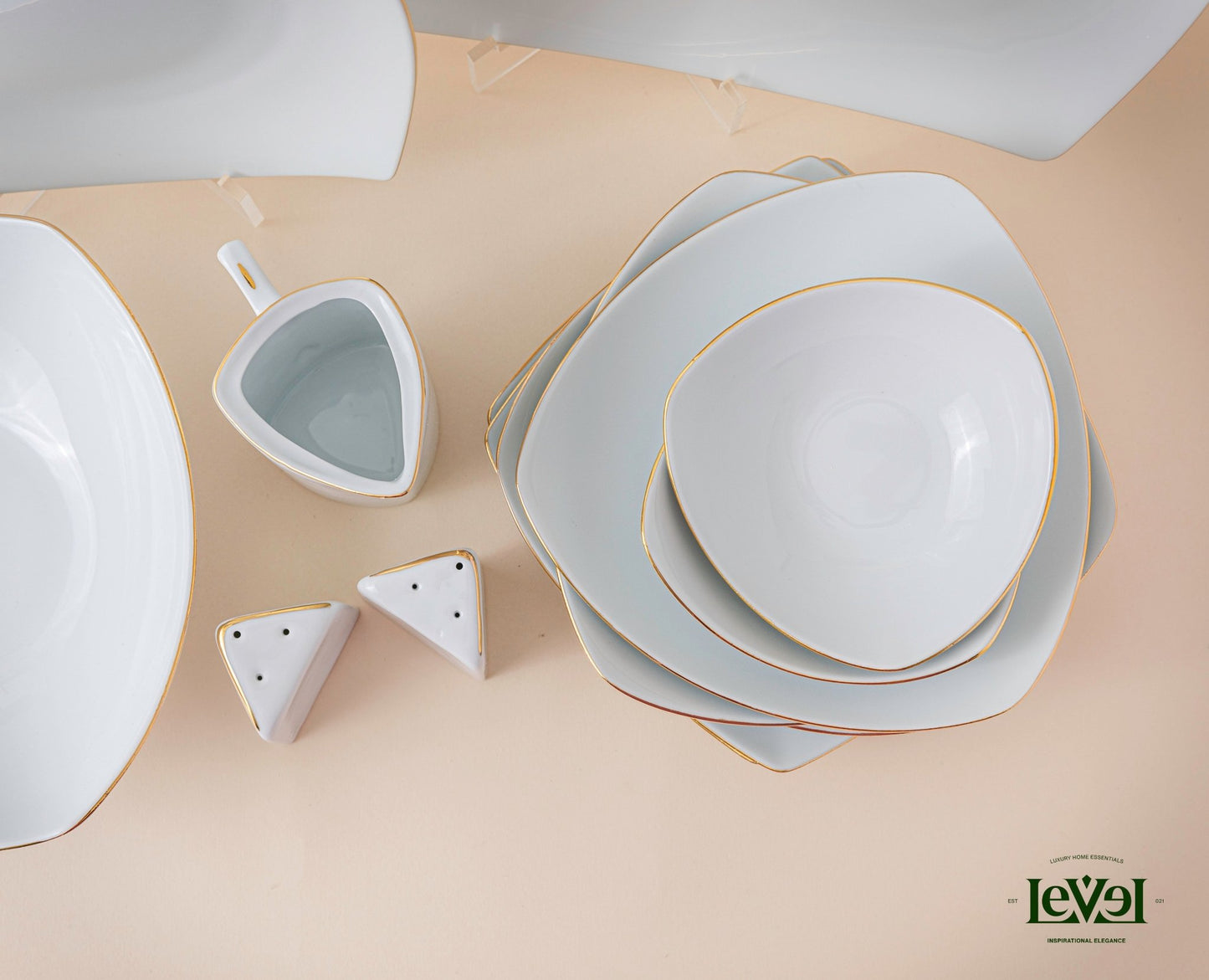 White & Gold Dinning Set - 6 Person - LEVELLV-275