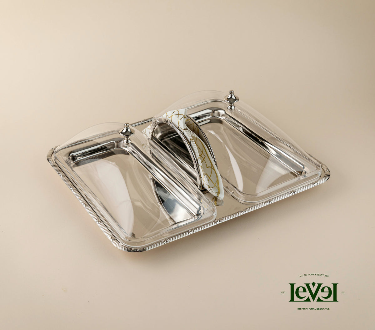 Double tray with tissue stand