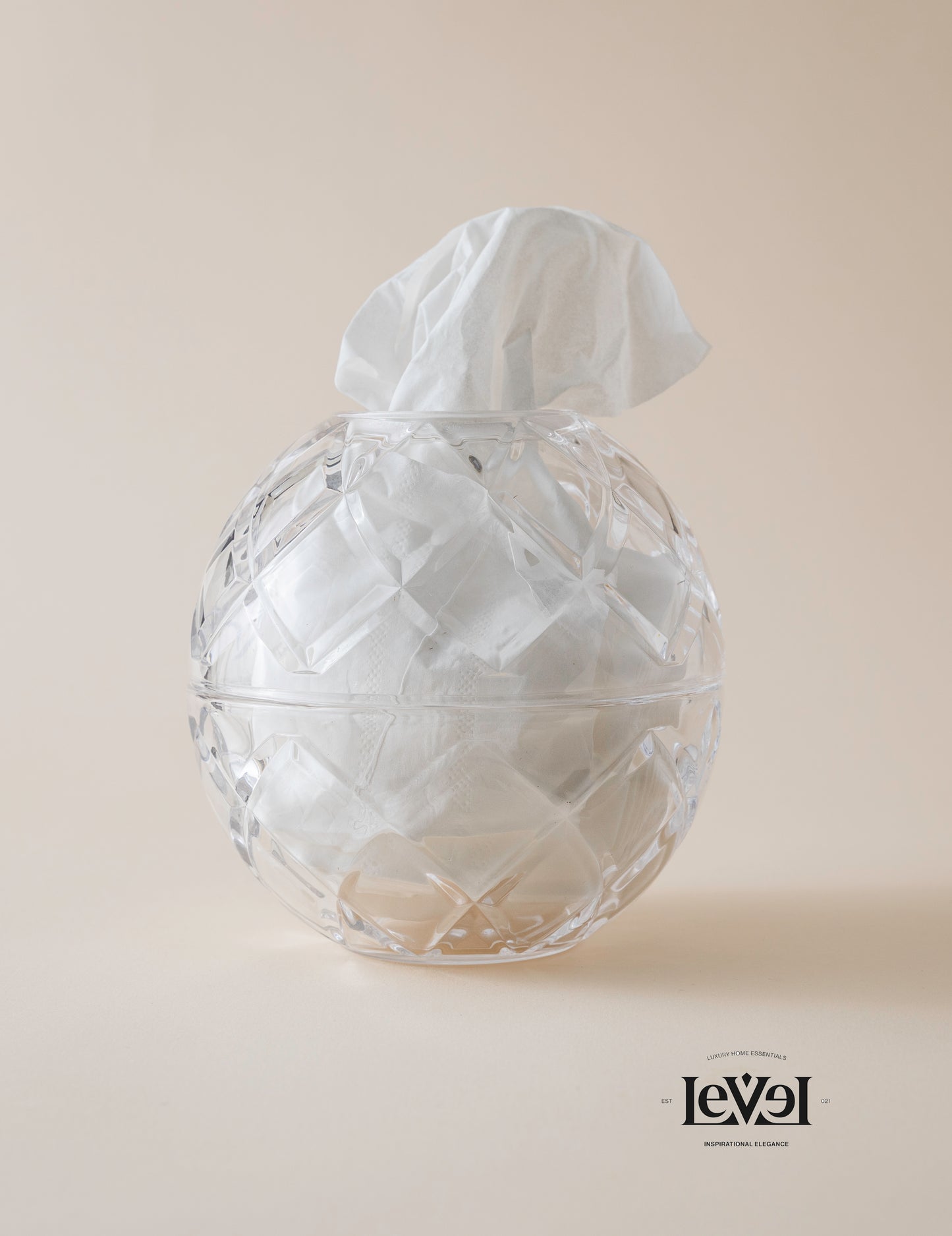 Round crystal tissue box