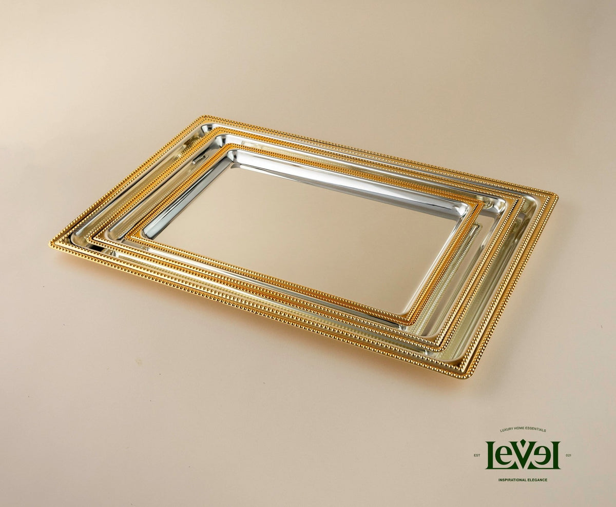 3 Tray Set Silver & Gold line - LEVELLV-308