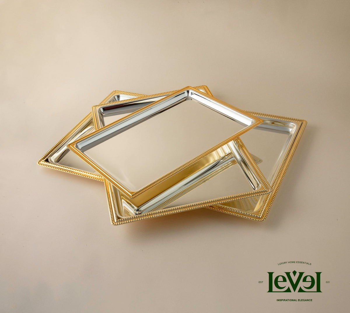 3 Tray Set Silver & Gold line - LEVELLV-308