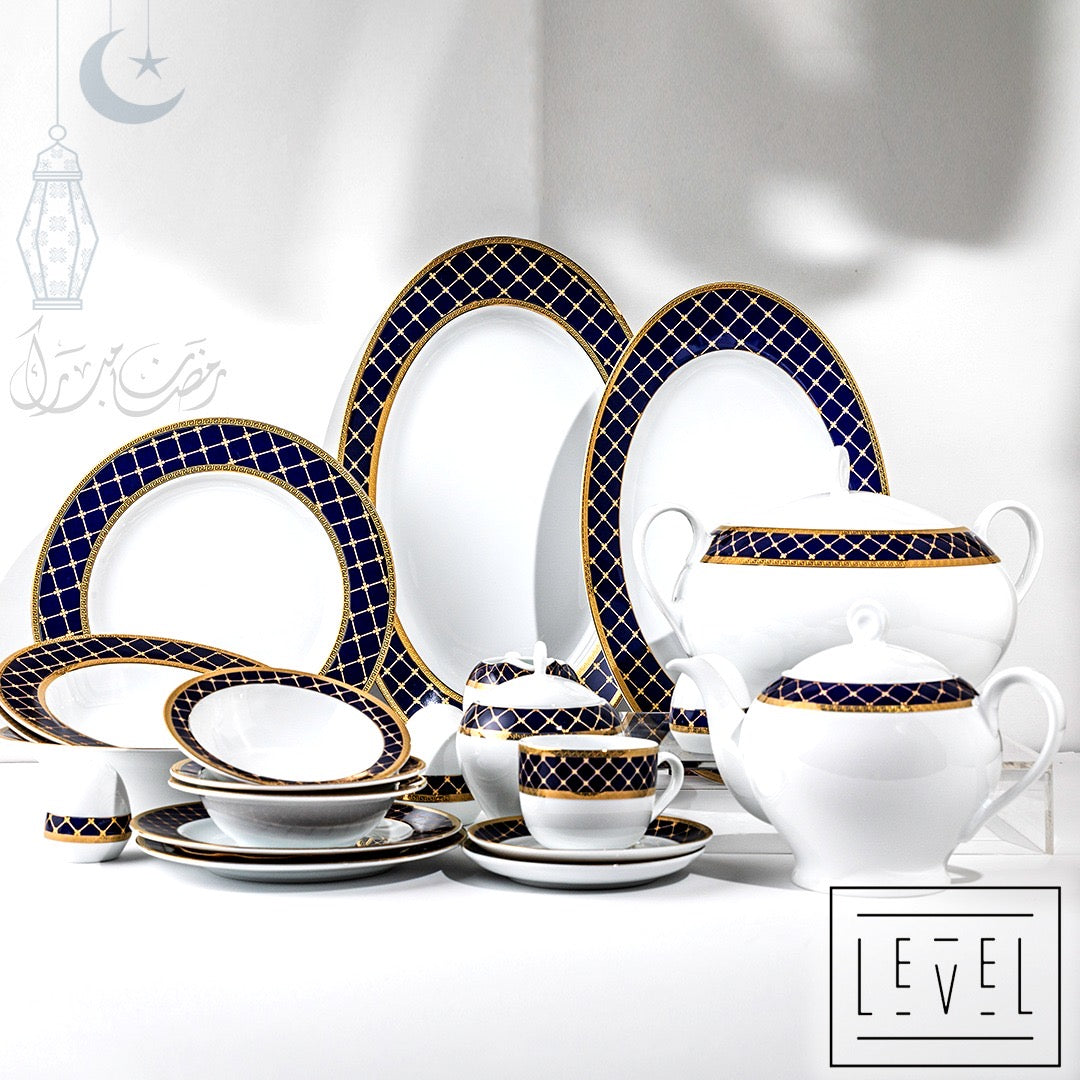 Dinnerware Set - Navy and Gold 12 person