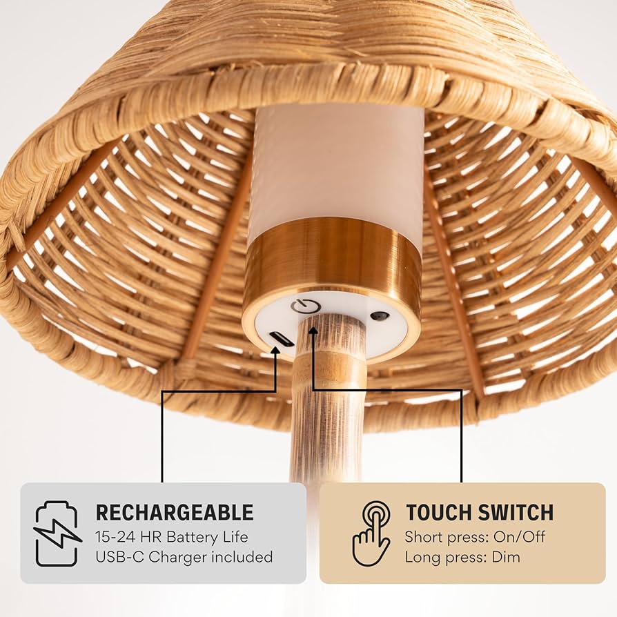 Bamboo cordless LED table lamp - LEVELLV-270