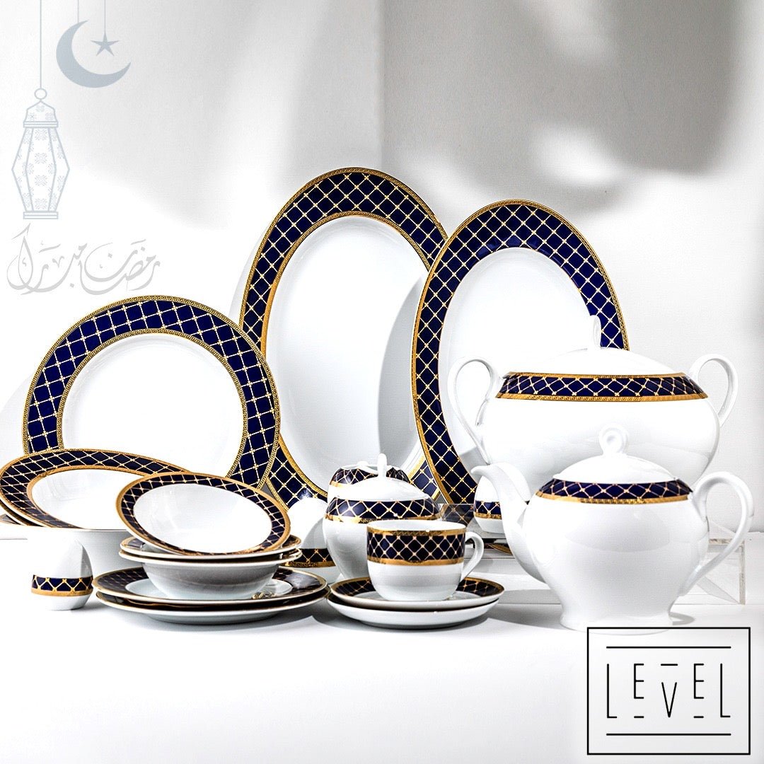 Dinnerware Set - Navy and Gold 12 person - LEVELLV-079