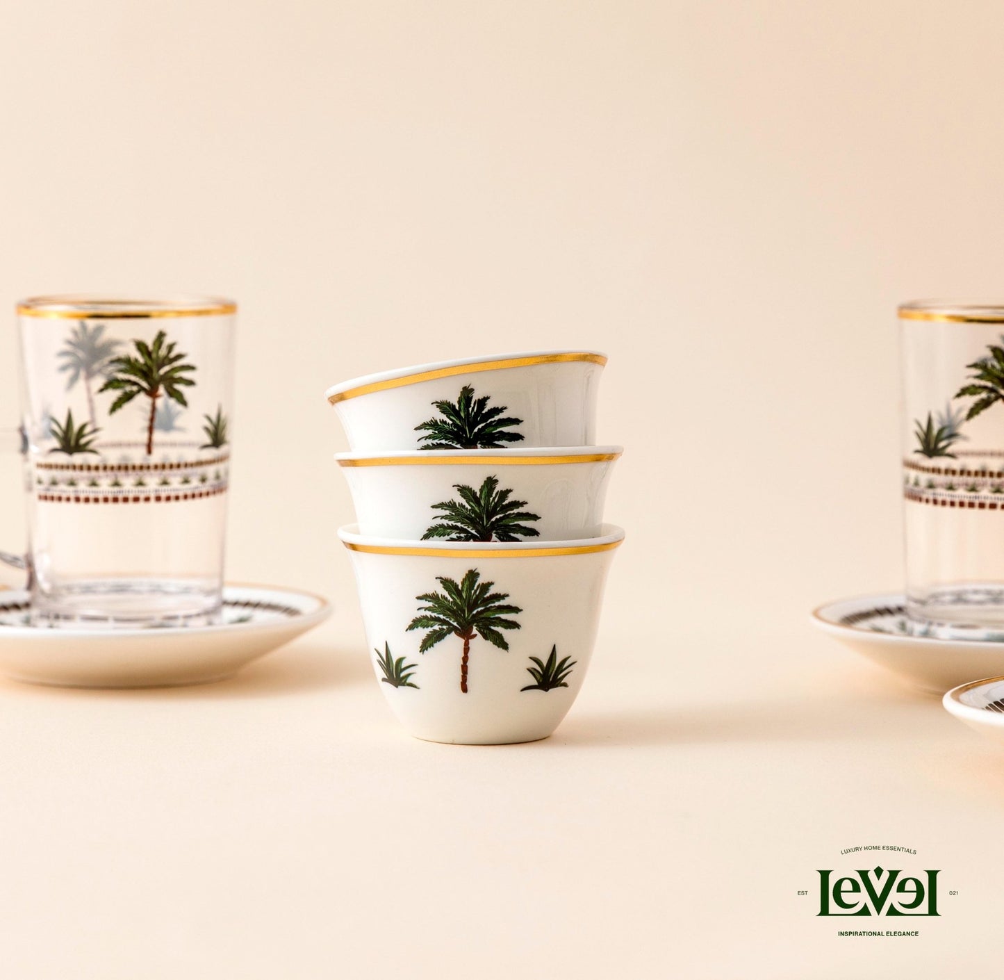 Palm Tree Tea And Coffee Set - LEVELLV-277