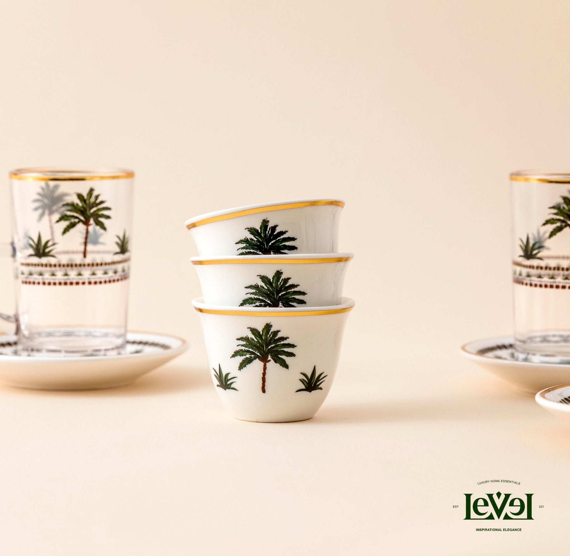 Palm Tree Tea And Coffee Set - LEVELLV-277