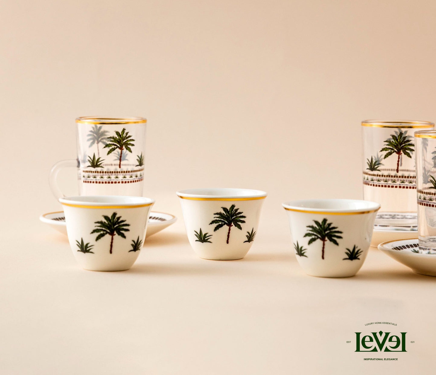 Palm Tree Tea And Coffee Set - LEVELLV-277