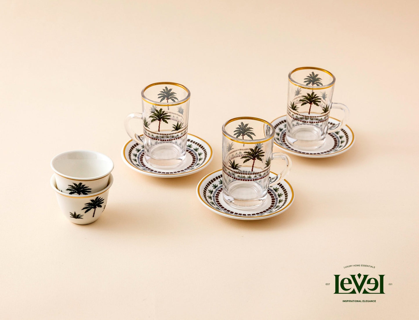 Palm Tree Tea And Coffee Set - LEVELLV-277