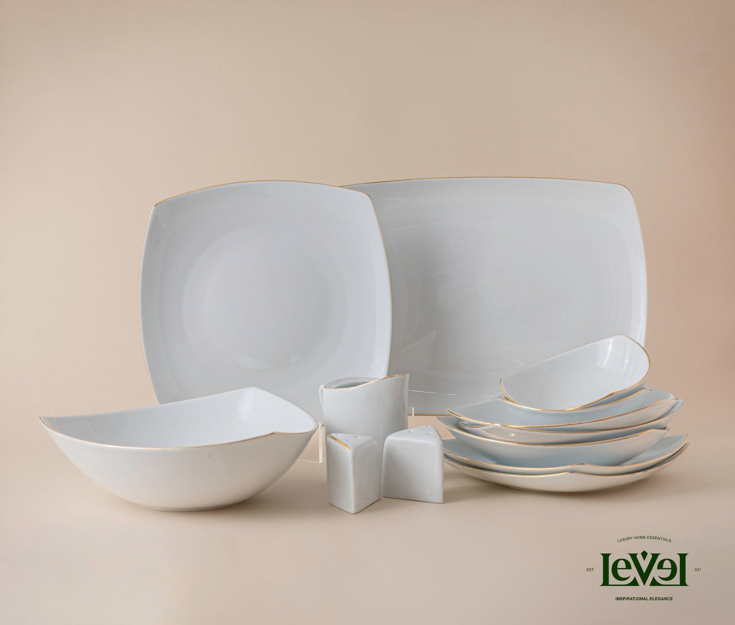 White & Gold Dinning Set - 6 Person - LEVELLV-275