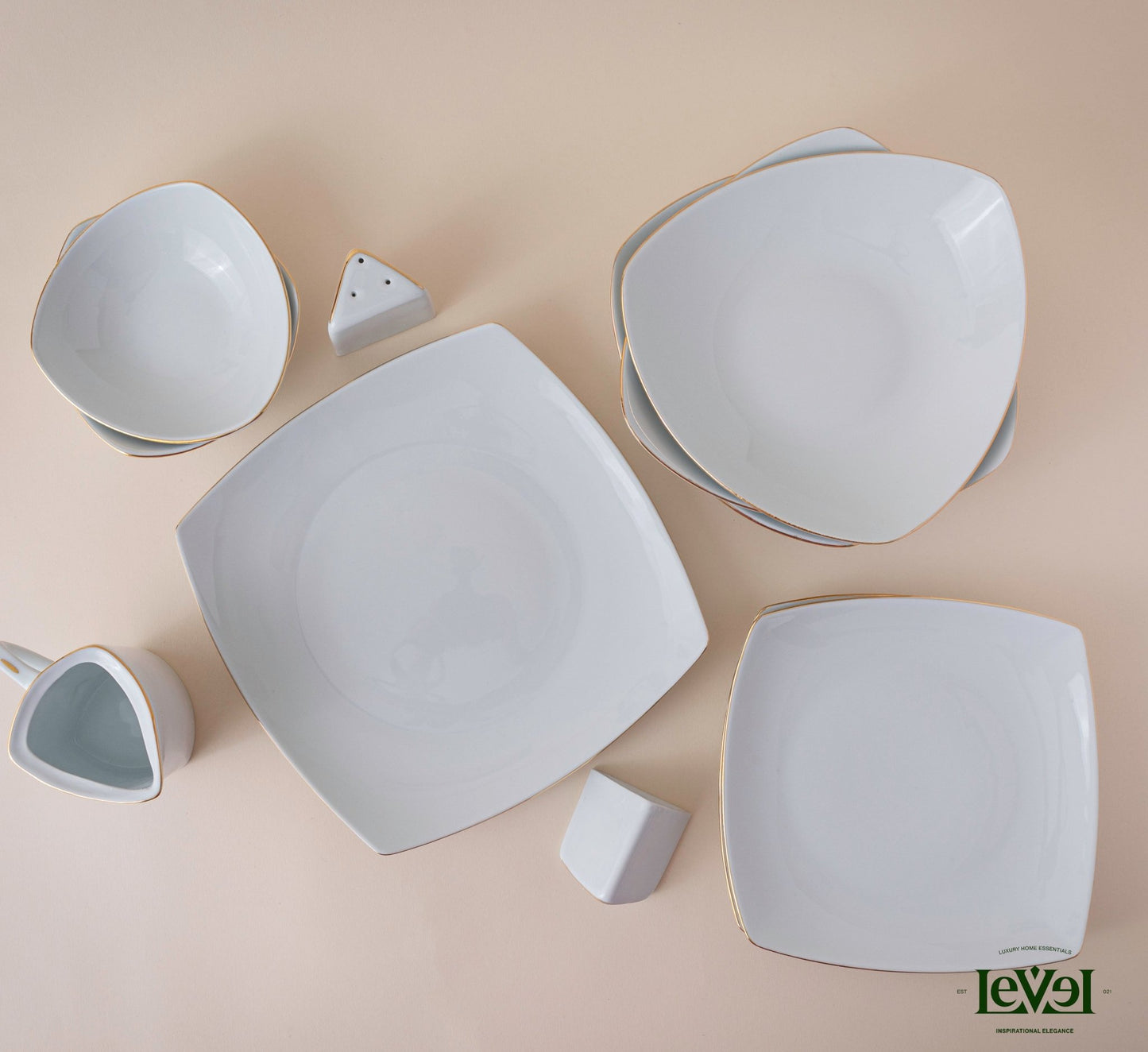 White & Gold Dinning Set - 6 Person - LEVELLV-275