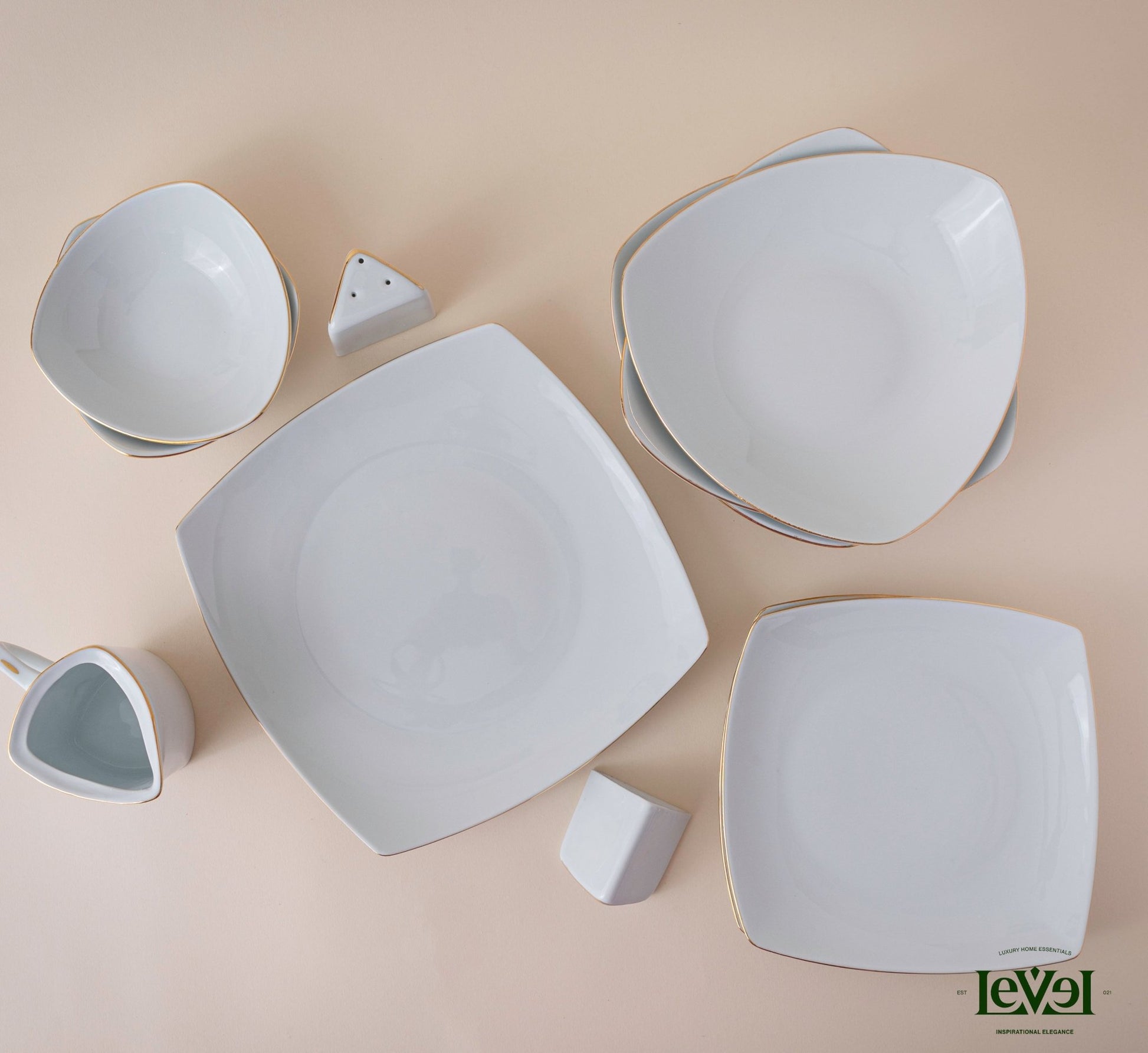 White & Gold Dinning Set - 6 Person - LEVELLV-275