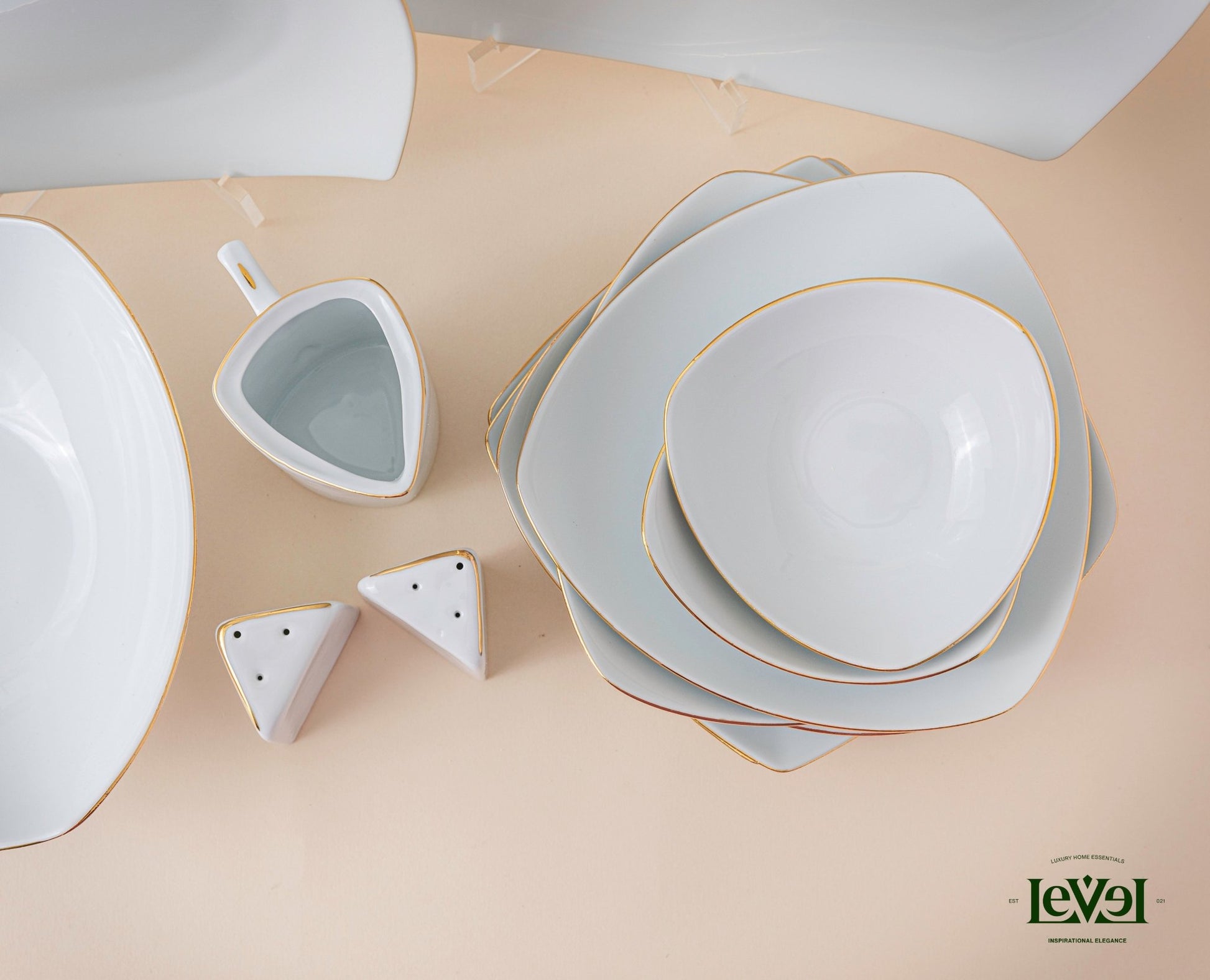 White & Gold Dinning Set - 6 Person - LEVELLV-275